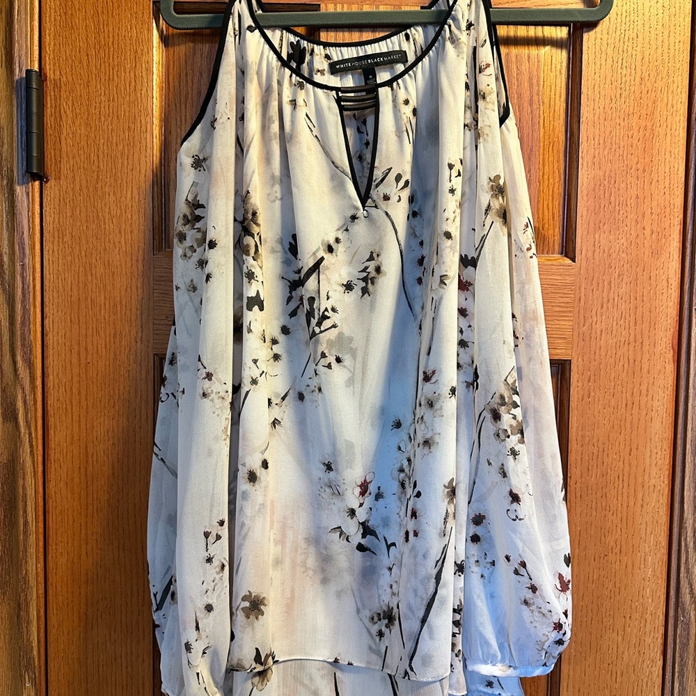 White House Black Market Floral Blouse - Pink and Black